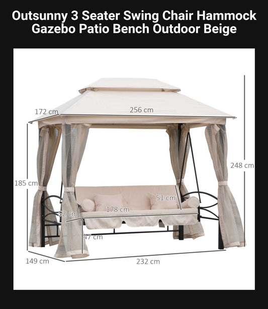 Canopy for Outsunny Outdoor Swing Chair Bed - 172cm x 256cm