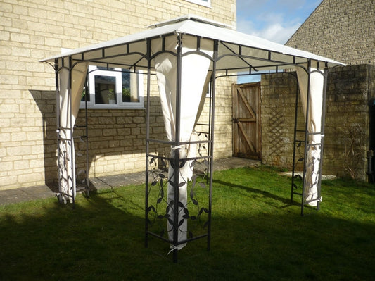 Homebase Lucca 3m x 3m Steel Leaf Patio Gazebo Curtain Set 917056 059245