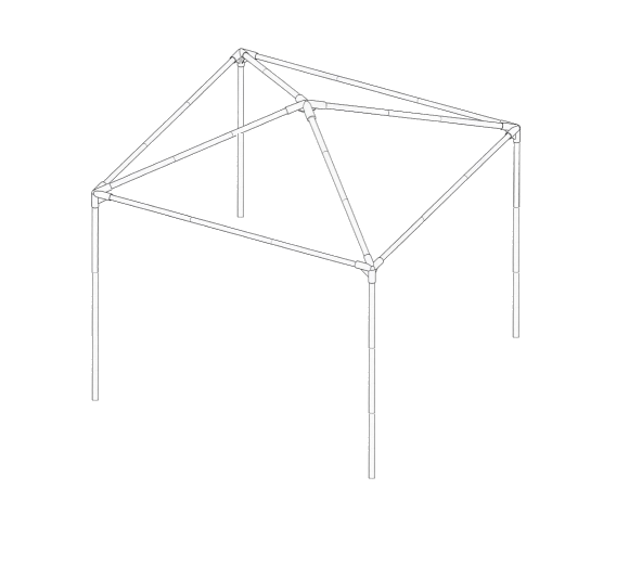 Set of connecting poles for a self assembly garden gazebo