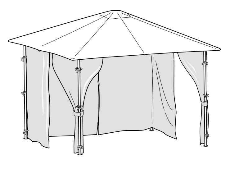 Universal 3m x 3m Side Panel Set for Patio Gazebo